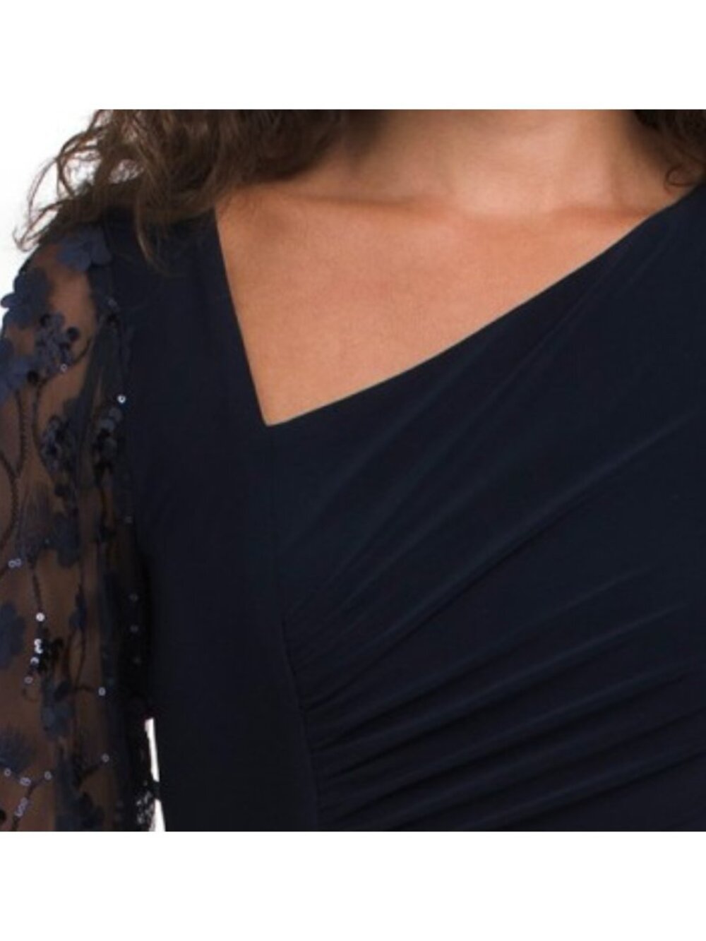 LIVIA JOLIE 3d Sleeve Side Ruched Gown - Picture 3 of 4